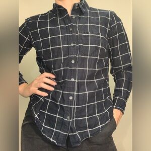 Banana Republic Soft Wash Navy Plaid Shirt